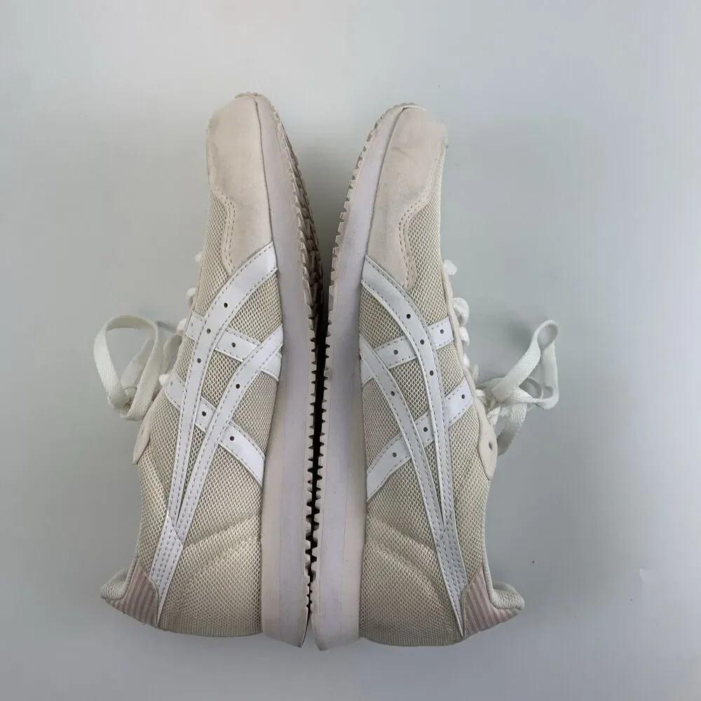 ASICS Tiger Runner Ginger Peach White Back Striped Low Lace Up Light Womens 8.5